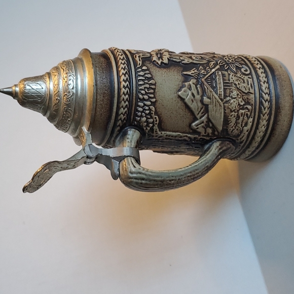 Vintage West Germany Stoneware Gerzit Pewter Lidded Stein - Picture 4 of 14